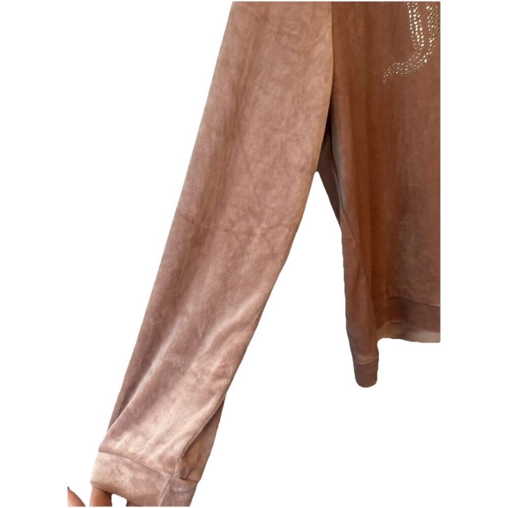 Juicy Couture Embellished Velour Sleep Lounge Wear Long Sleeve Top Sz L Cozy - Picture 3 of 9